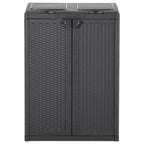 Vidaxl 100% Polypropylene Trash Bin With 2 Doors And 3 Bag Holders - Black, 25.6"X17.7"X34.6" – Lightweight, Weather-Resistant And Uv-Resistant With Rattan Look, Ideal For Functional Waste Separation