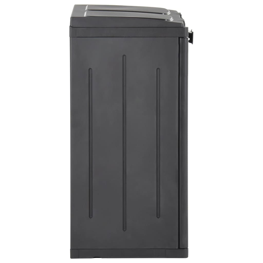 Vidaxl 100% Polypropylene Trash Bin With 2 Doors And 3 Bag Holders - Black, 25.6"X17.7"X34.6" – Lightweight, Weather-Resistant And Uv-Resistant With Rattan Look, Ideal For Functional Waste Separation