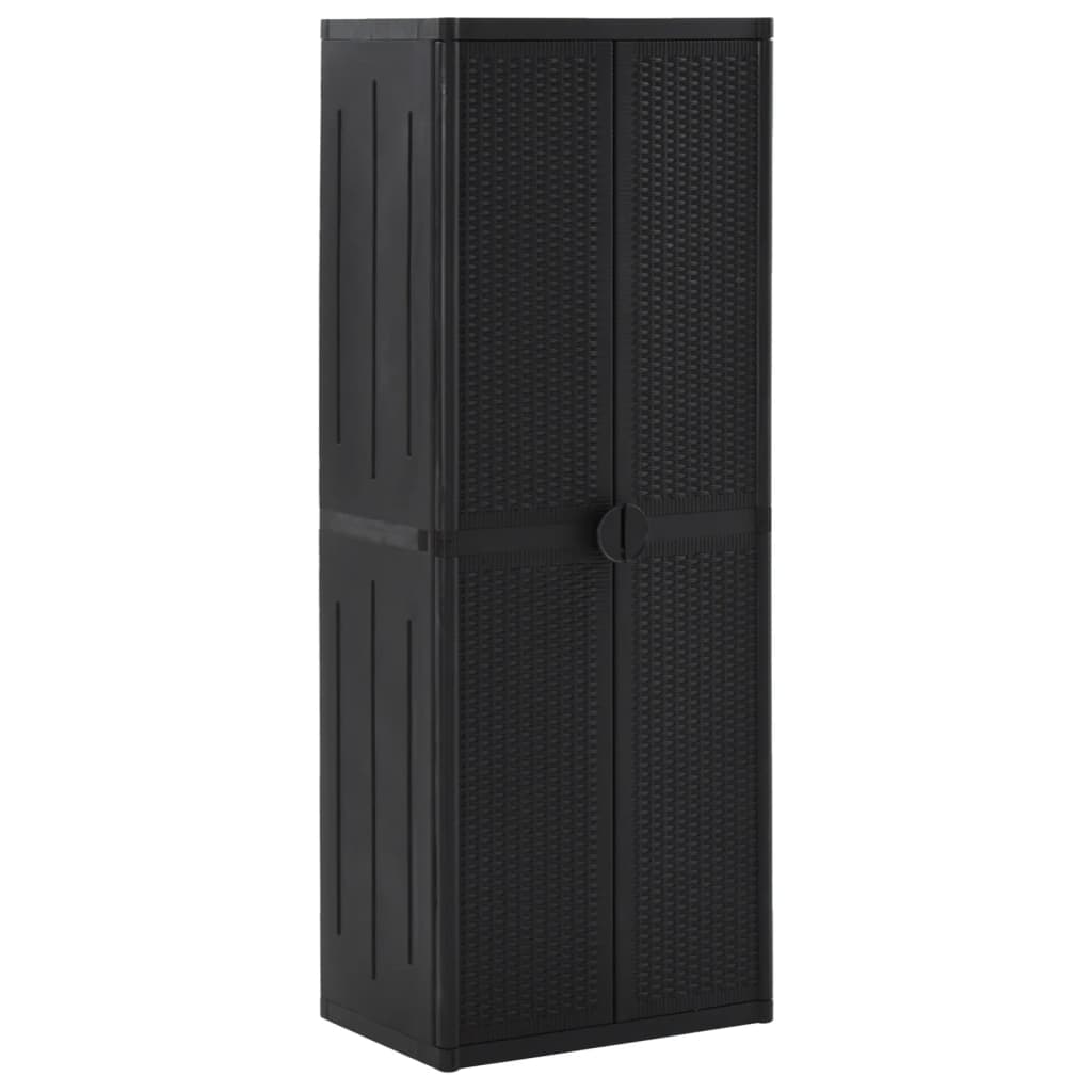 vidaXL Garden Storage Cabinet Black 25.6x17.7x67.7 PP Rattan