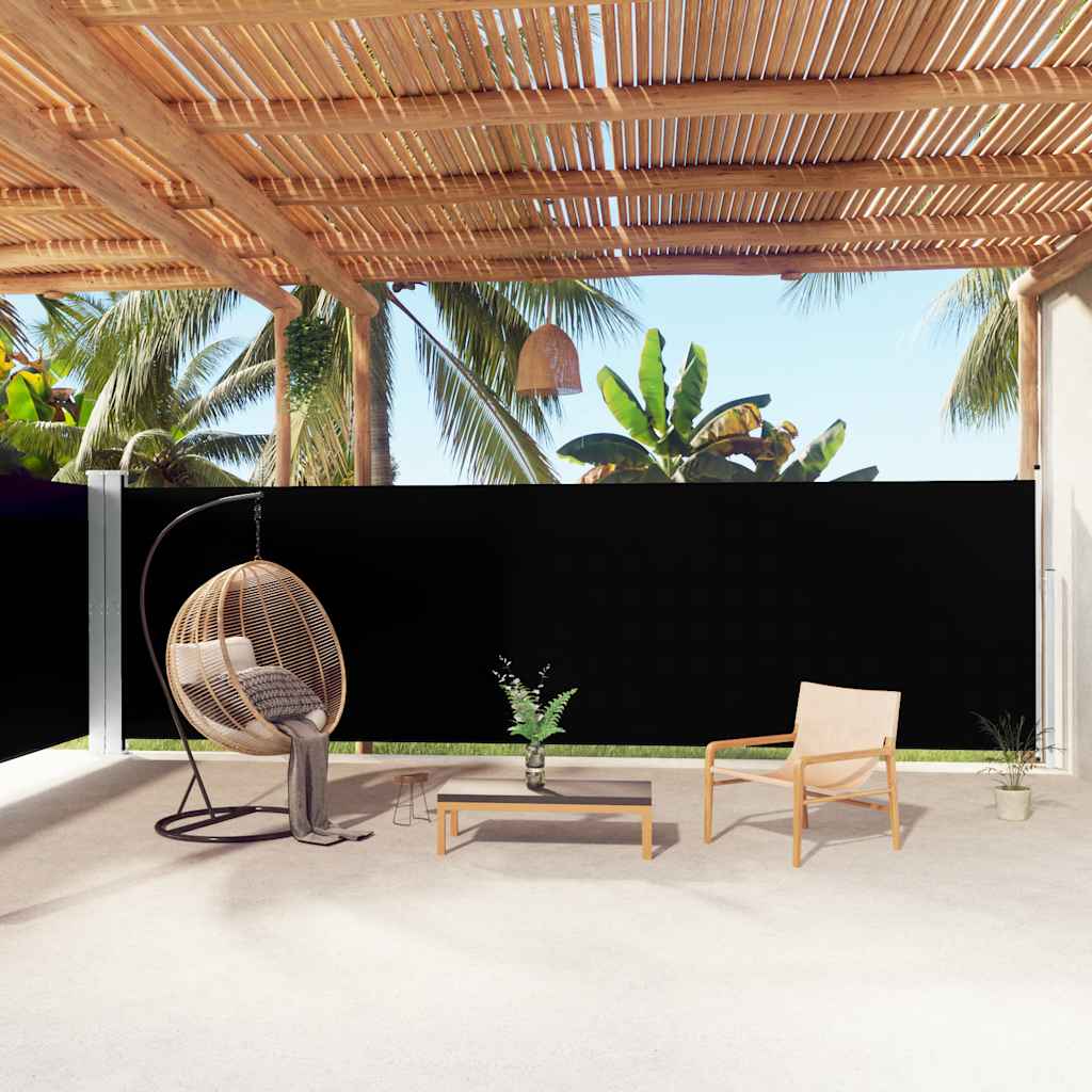 vidaXL Retractable Side Awning Black 70.9x393.7