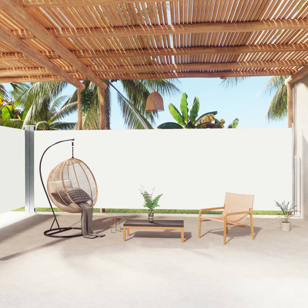 vidaXL Retractable Side Awning Cream 70.9x393.7