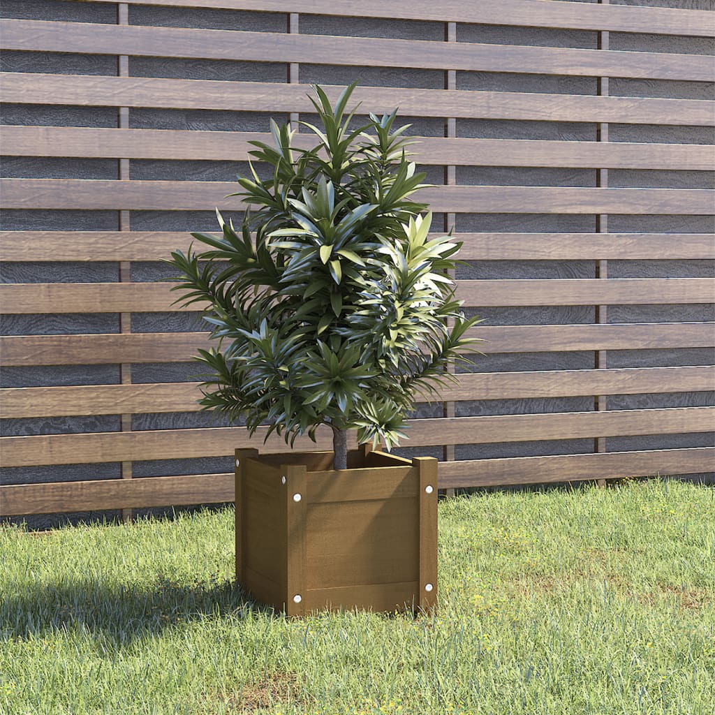 vidaXL Garden Planter Honey Brown 12.2x12.2x12.2 Solid Wood Pine