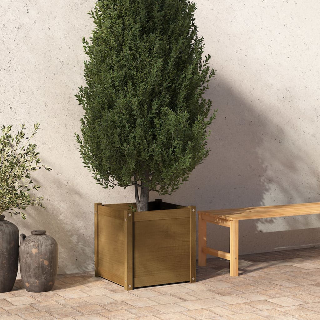 vidaXL Garden Planter Honey Brown 19.7x19.7x19.7 Solid Wood Pine