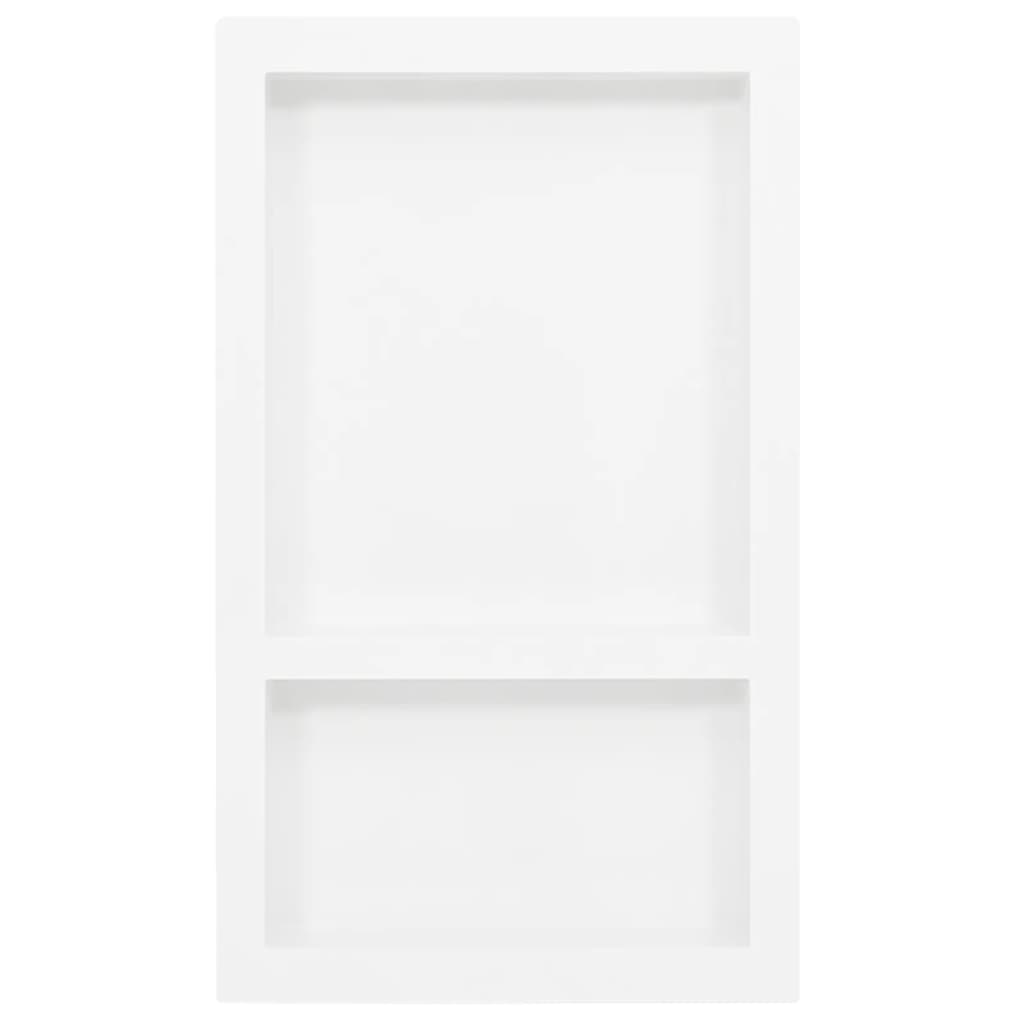 Vidaxl White High Gloss Shower Niche With 2 Compartments And Resin Construction - 16.1&quot;X27.2&quot;X3.5&quot; For Shower Essentials And Decorative Display
