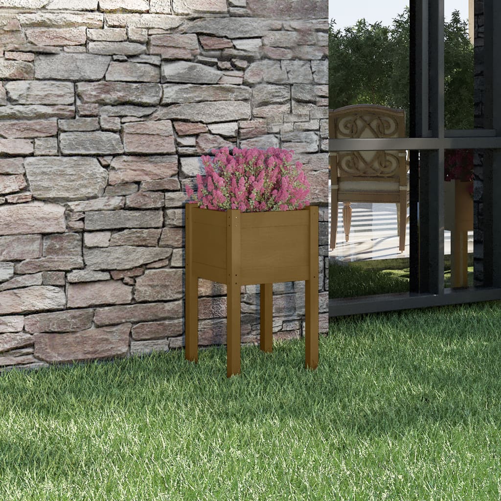 vidaXL Garden Planter Honey Brown 15.7x15.7x27.6 Solid Wood Pine
