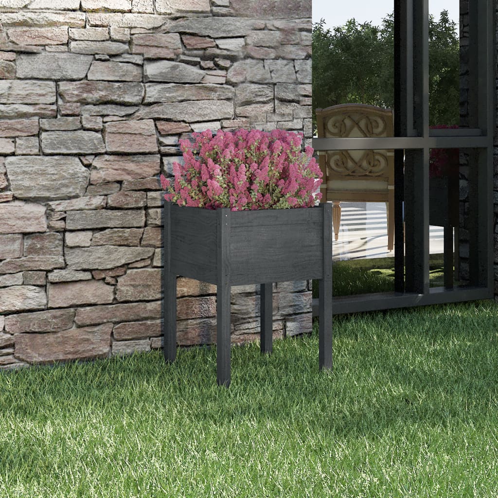 vidaXL Garden Planter Gray 19.7x19.7x27.6 Solid Wood Pine