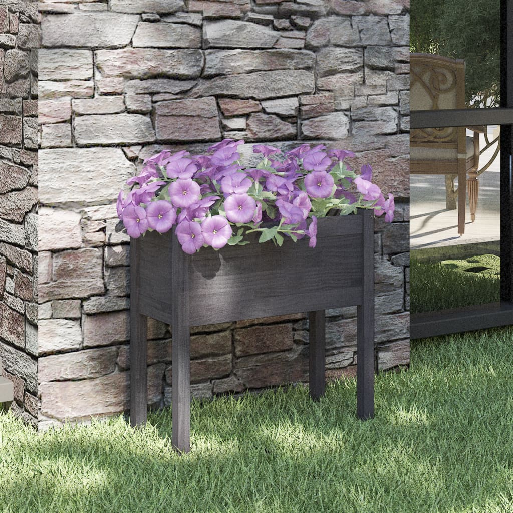 vidaXL Garden Planter Gray 27.6x12.2x27.6 Solid Wood Pine