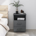 vidaXL Bedside Cabinet Dark Gray 15.7x13.8x24.4 Solid Wood Pine
