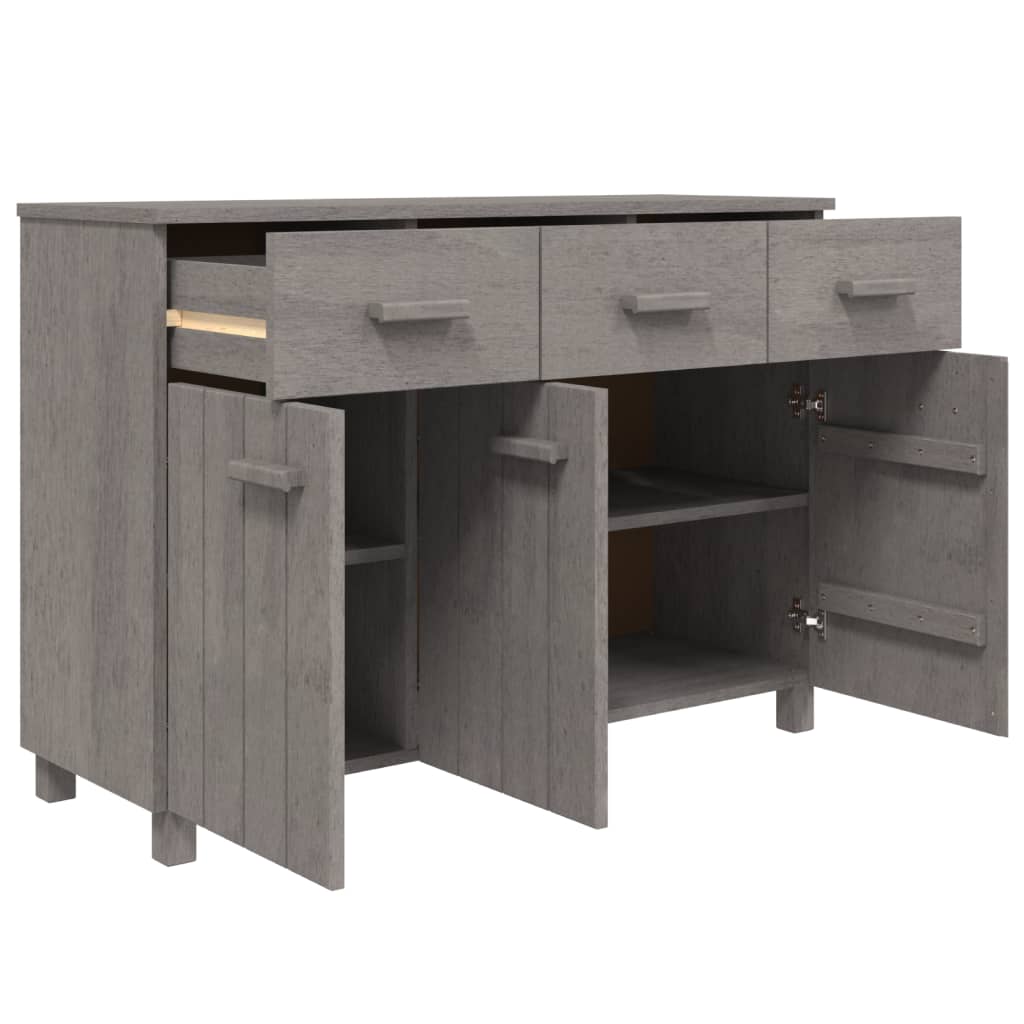 vidaXL Solid Wood Pine Sideboard HAMAR in Light Gray - Robust Construction, Versatile Storage, Spacious Tabletop, Classic Design
