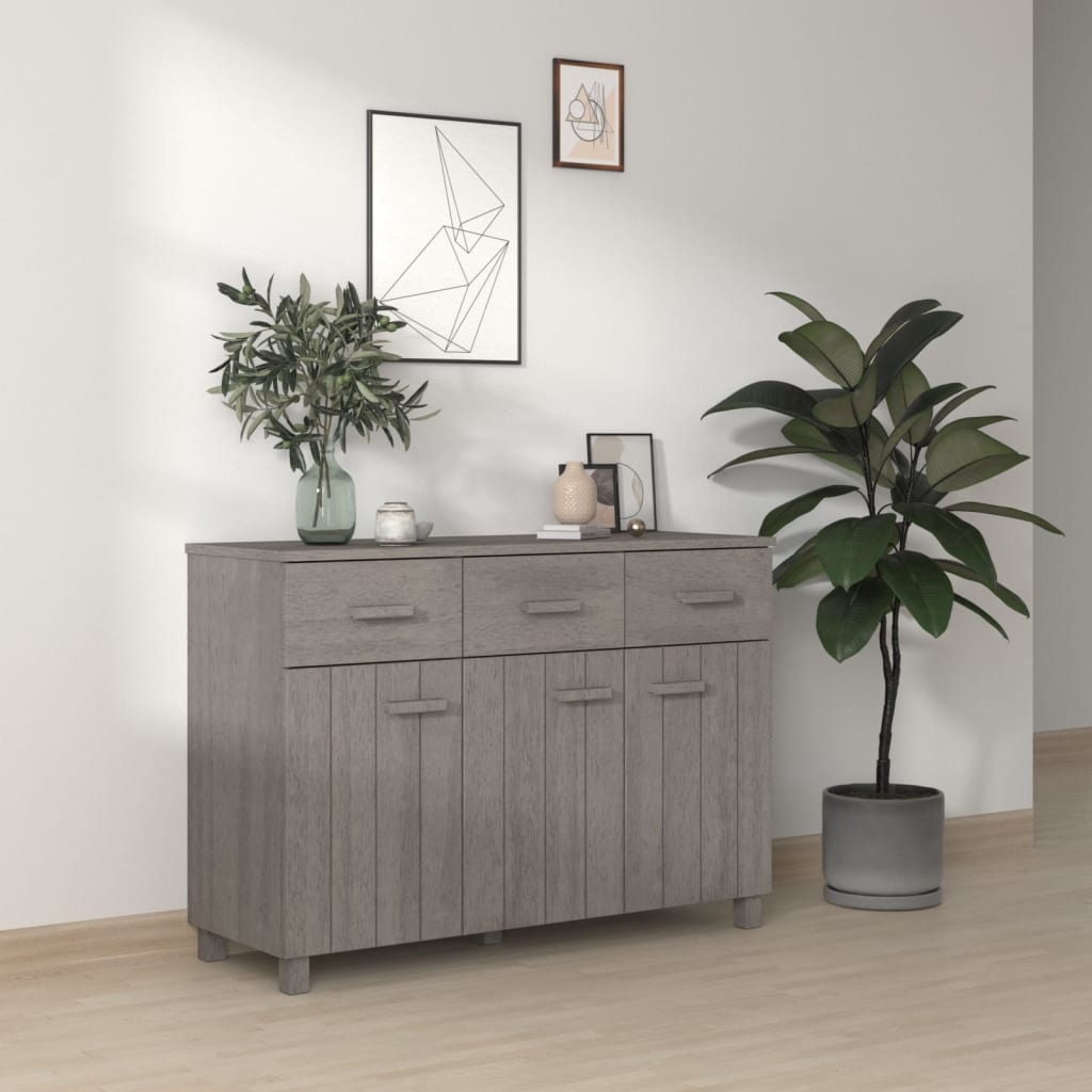 vidaXL Solid Wood Pine Sideboard HAMAR in Light Gray - Robust Construction, Versatile Storage, Spacious Tabletop, Classic Design