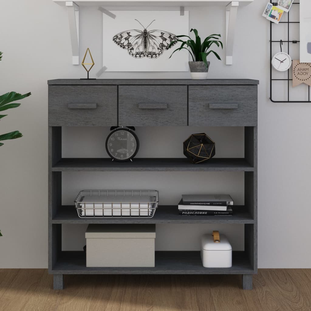 vidaXL Console Table Dark Gray 35.4x13.8x35.4 Solid Wood Pine