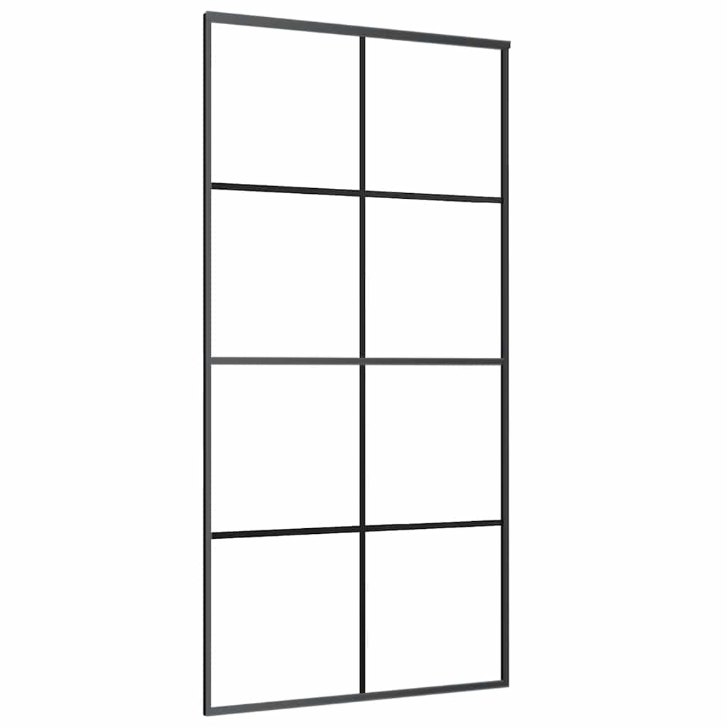 vidaXL Porte coulissante Noir 102,5x205 cm Verre ESG et aluminium