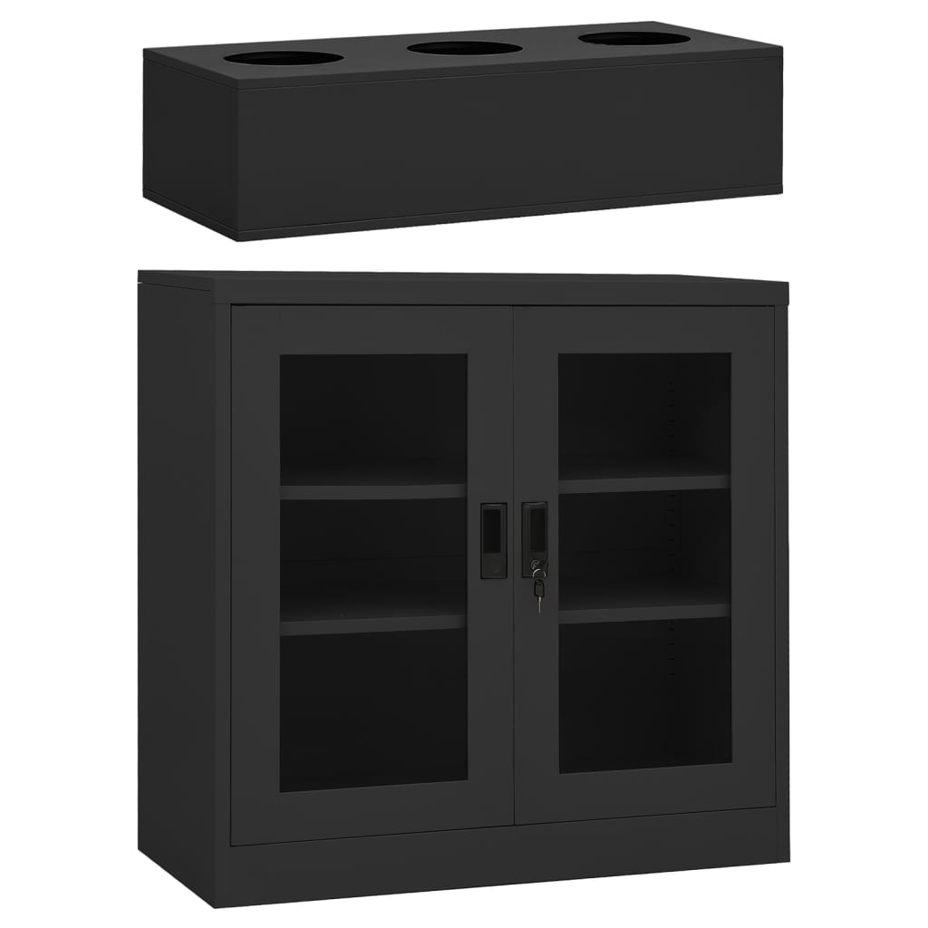 vidaXL Office Cabinet with Planter Box Anthracite 35.4x15.7x44.5 Steel