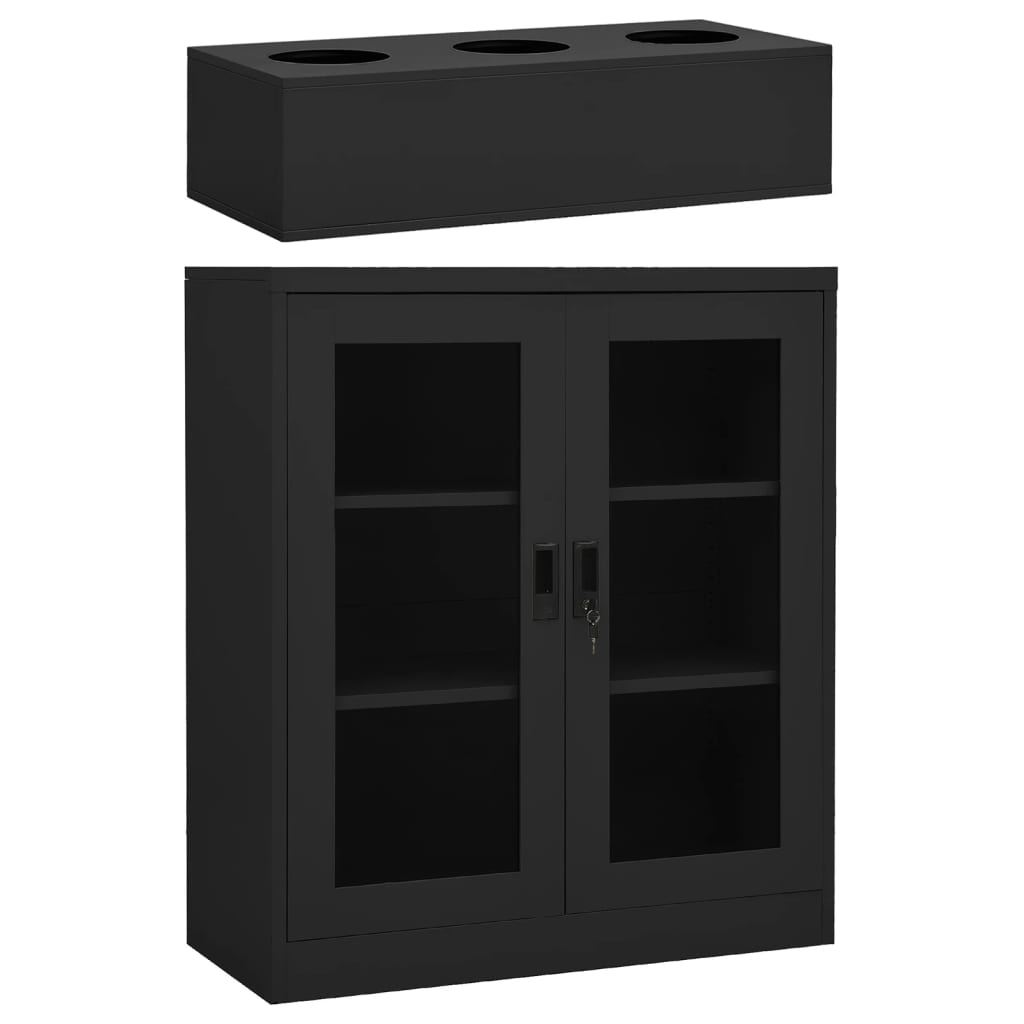 vidaXL Office Cabinet with Planter Box Anthracite 35.4x15.7x50.4 Steel