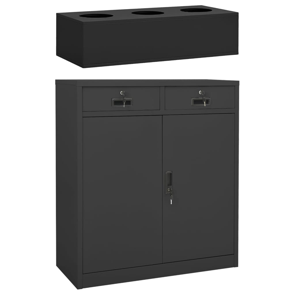 vidaXL Office Cabinet with Planter Box Anthracite 35.4x15.7x49.2 Steel