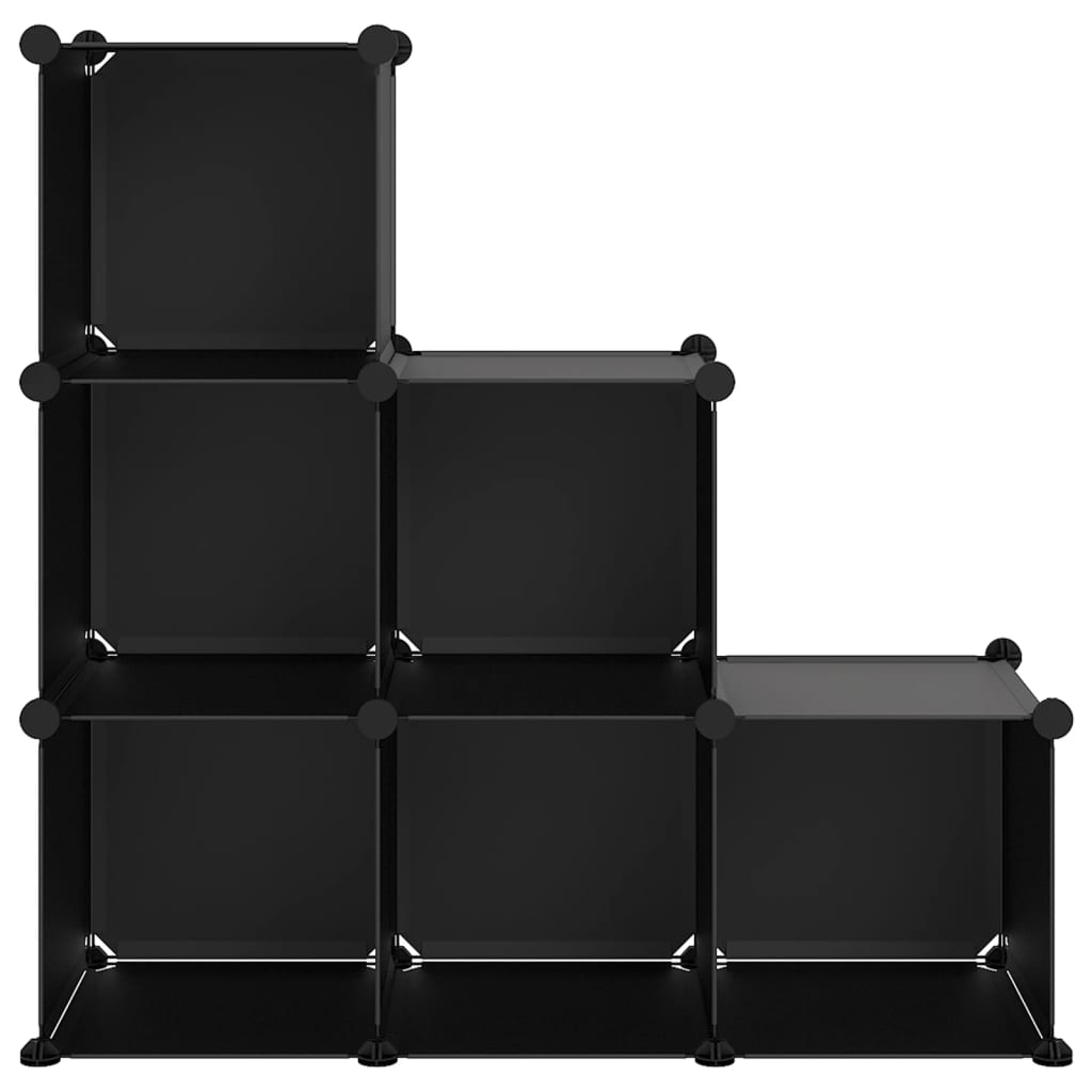 vidaXL 6-Cube Storage Organizer - Black - Waterproof PP Plastic - Space-Efficient, User-Friendly Design - For Home, Office, Dormitory
