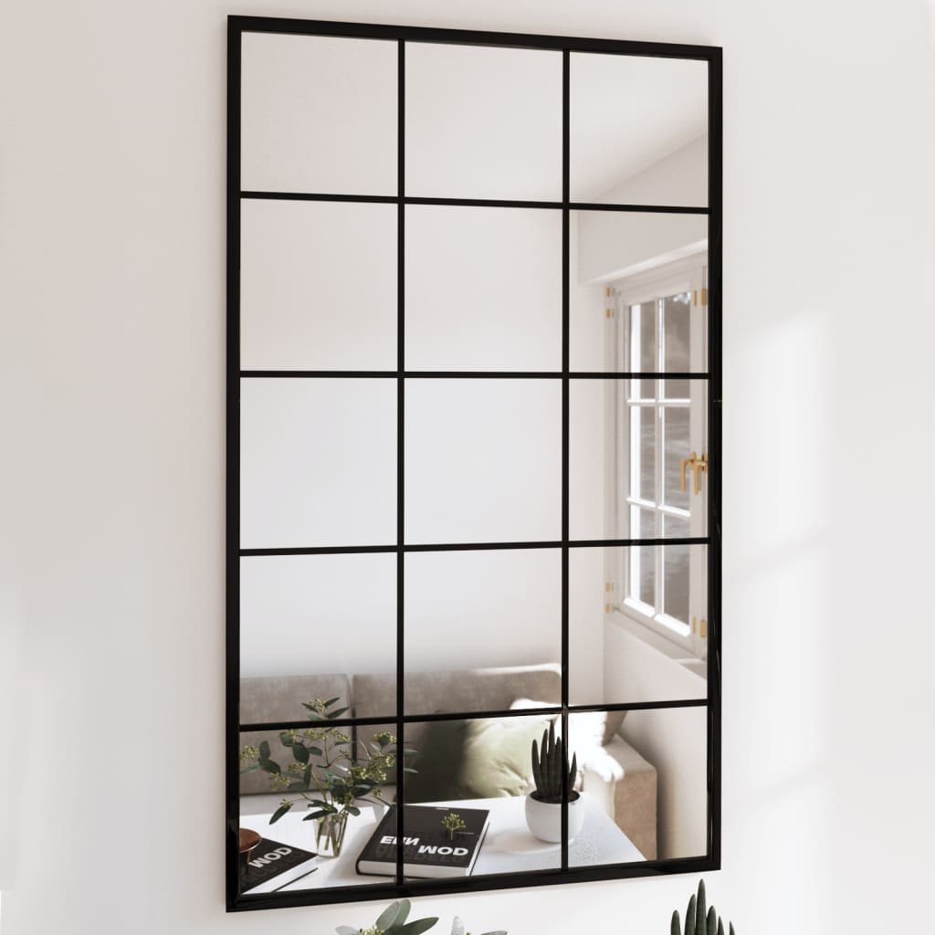 Vidaxl Mirror/Wall Mirror/Decorative Window Mirror - Black Metal Frame 39.4"X23.6"
