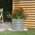 vidaXL Garden Planter Powder-coated Steel 15.7x15.7x14.2 Silver