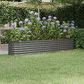 vidaXL Patio Raised Bed Powder-coated Steel 88.2x15.7x14.2 Gray