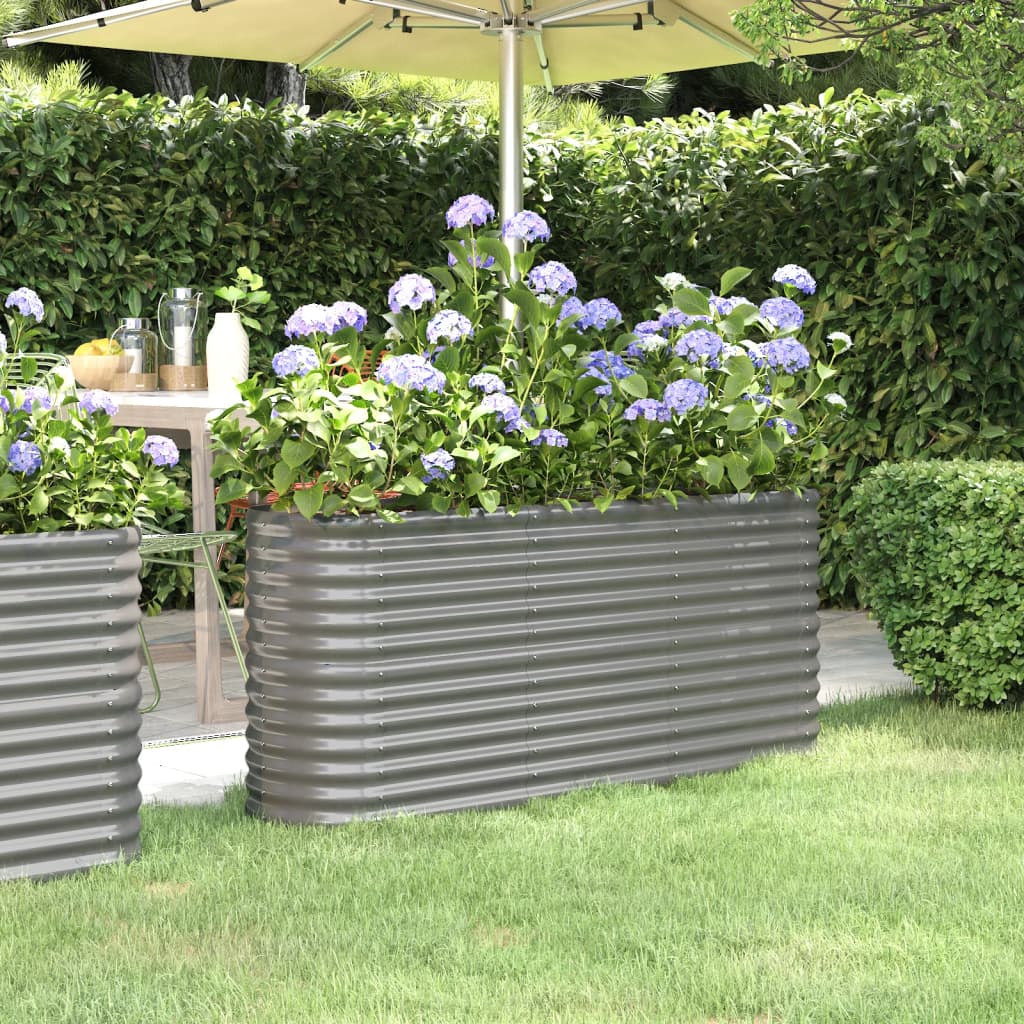 vidaXL Garden Raised Bed Powder-coated Steel 59.8x15.7x26.8 Gray