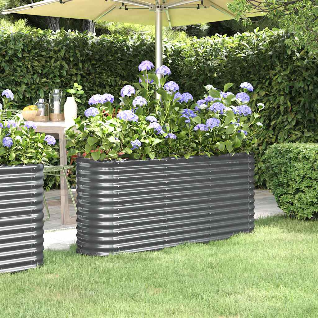 vidaXL Garden Raised Bed Powder-coated Steel 59.8x15.7x26.8 Anthracite