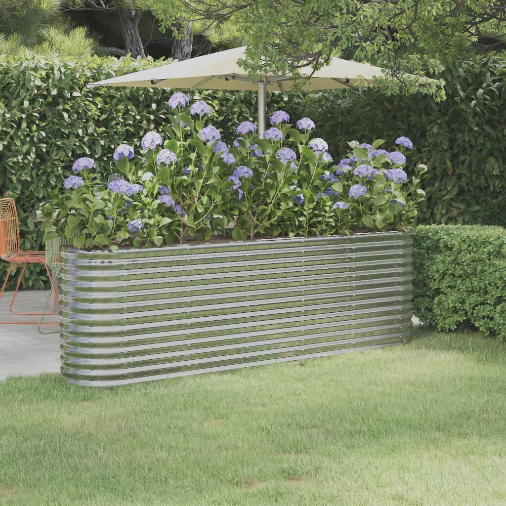vidaXL Garden Raised Bed Powder-coated Steel 88.2x15.7x26.8 Silver
