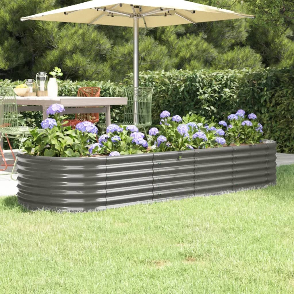 vidaXL Garden Raised Bed Powder-coated Steel 88.2x31.5x14.2 Gray