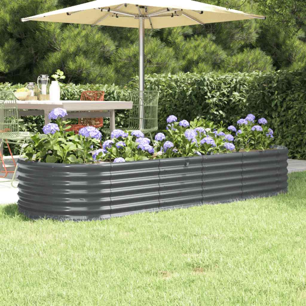 vidaXL Garden Raised Bed Powder-coated Steel 88.2x31.5x14.2 Anthracite