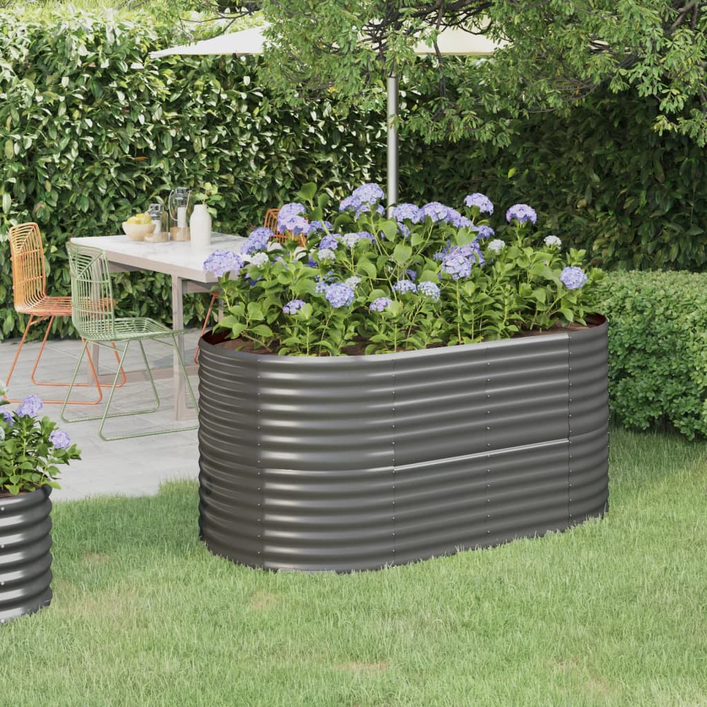 vidaXL Garden Raised Bed Powder-coated Steel 59.8x31.5x26.8 Gray