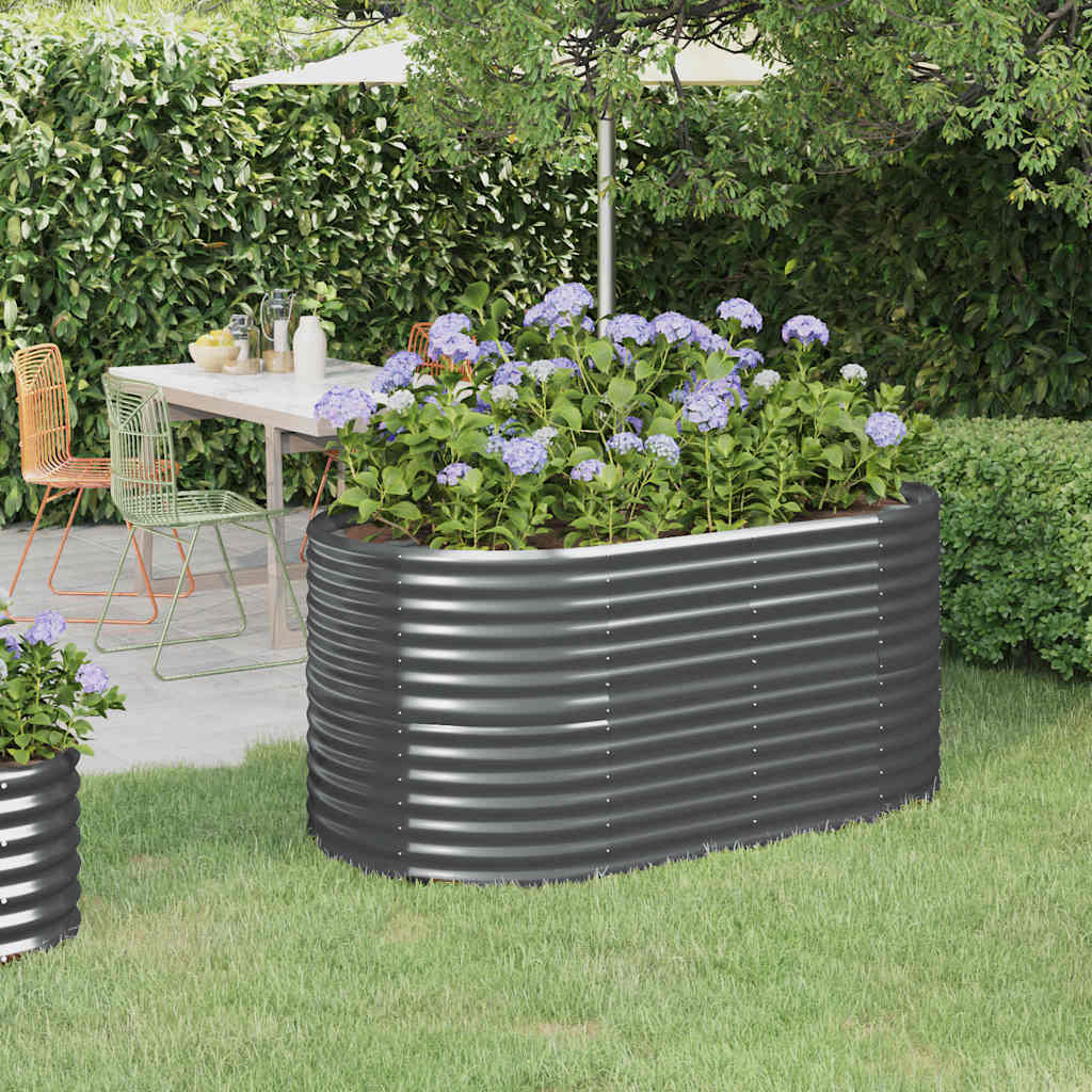 vidaXL Garden Raised Bed Powder-coated Steel 59.8x31.5x26.8 Anthracite