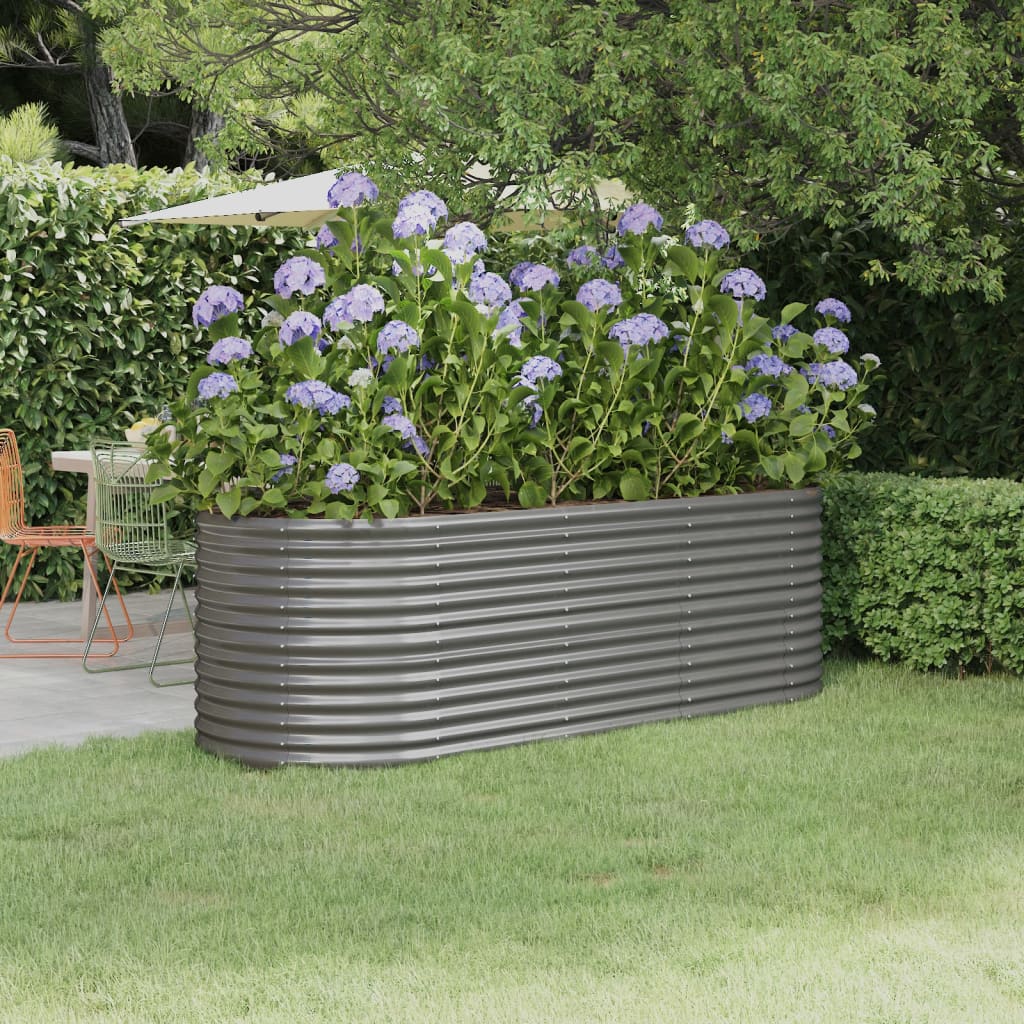 vidaXL Garden Raised Bed Powder-coated Steel 88.2x31.5x26.8 Gray