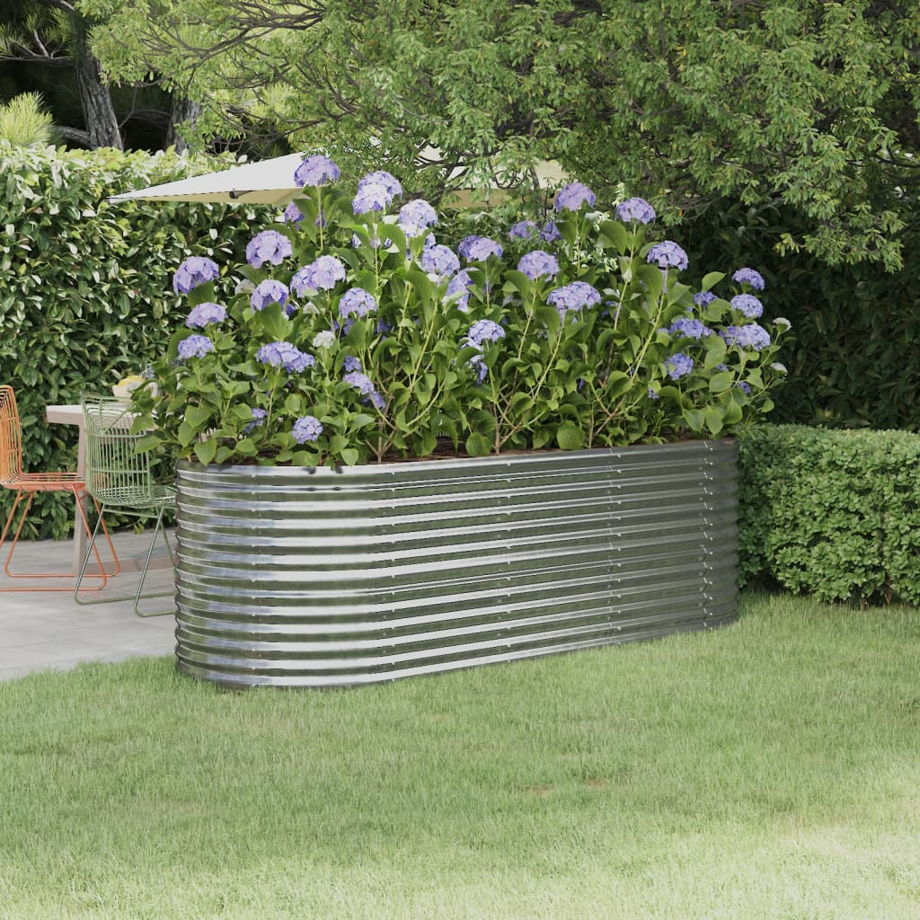vidaXL Garden Raised Bed Powder-coated Steel 88.2x31.5x26.8 Silver