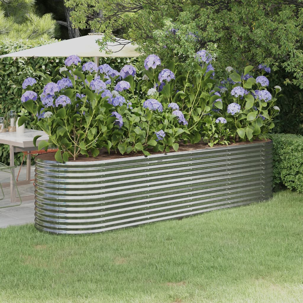 Vidaxl Garden Raised Bed Powder-Coated Steel 116.5'X31.5'X26.8' Silver