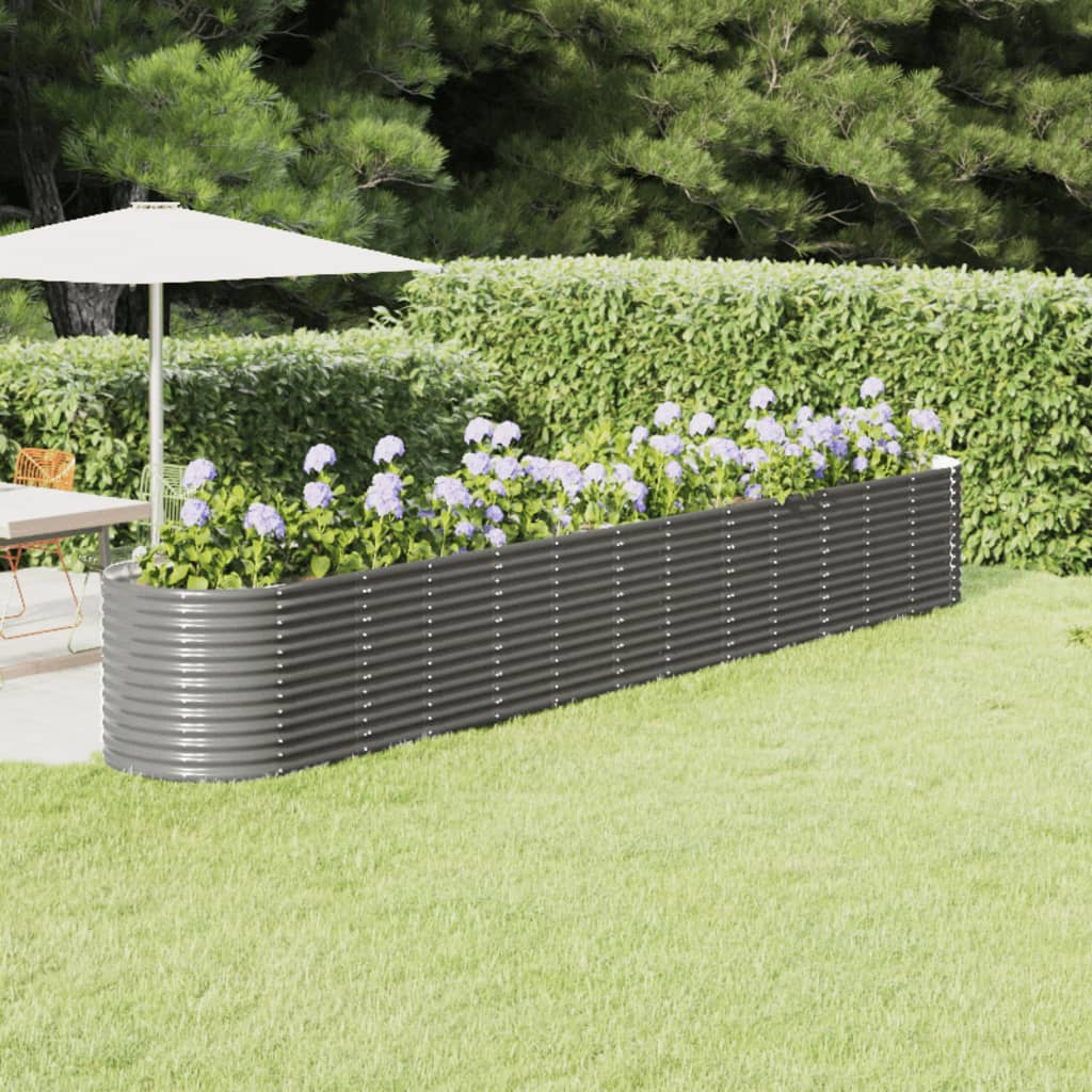Vidaxl Patio Raised Bed Powder-Coated Steel 201.6'X31.5'X26.8' Gray