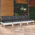vidaXL 4-Seater Patio Sofa with Anthracite Cushions Solid Pinewood