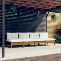 vidaXL 4-Seater Patio Sofa with Cream Cushions Solid Pinewood