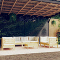 vidaXL 8 Piece Patio Lounge Set with Cream Cushions Solid Pinewood