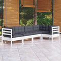 vidaXL 5 Piece Patio Lounge Set with Cushions White Pinewood