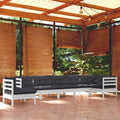 vidaXL 8 Piece Patio Lounge Set with Cushions White Solid Pinewood