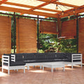 vidaXL 9 Piece Patio Lounge Set with Cushions White Solid Pinewood