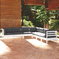 vidaXL 7 Piece Patio Lounge Set with Cushions White Solid Pinewood