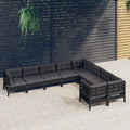 vidaXL 9 Piece Patio Lounge Set with Cushions Black Pinewood