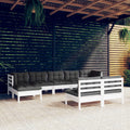 vidaXL 9 Piece Patio Lounge Set with Cushions White Pinewood