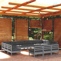 vidaXL 13 Piece Patio Lounge Set with Cushions Gray Solid Pinewood