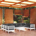 vidaXL 10 Piece Patio Lounge Set with Cushions White Pinewood