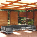 vidaXL 10 Piece Patio Lounge Set with Cushions Gray Pinewood