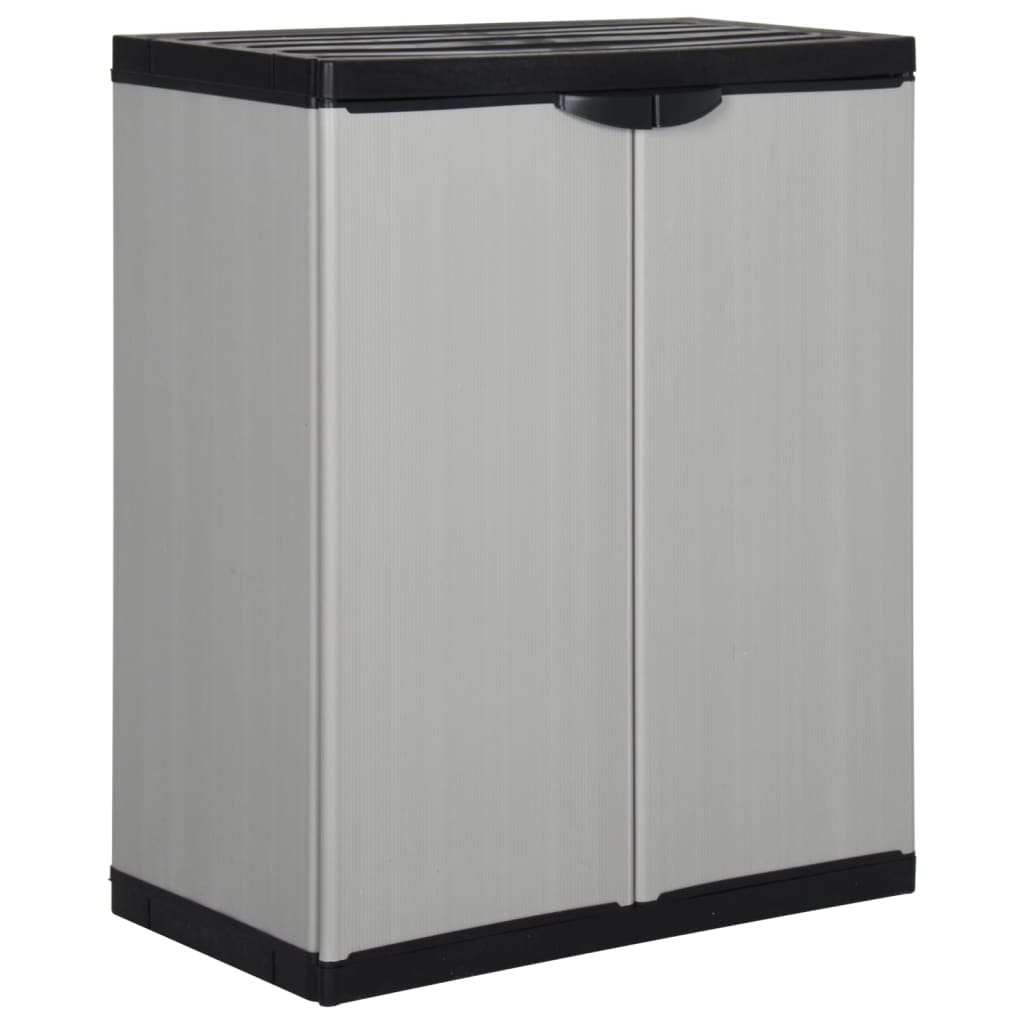 vidaXL Garden Storage Cabinet with 1 Shelf Gray and Black 26.8x15.7x33.5