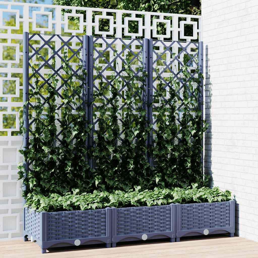 vidaXL Garden Planter with Trellis Dark Gray 47.2x15.7x47.8 PP
