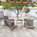 vidaXL 3 Piece Patio Dining Set Poly Rattan Gray