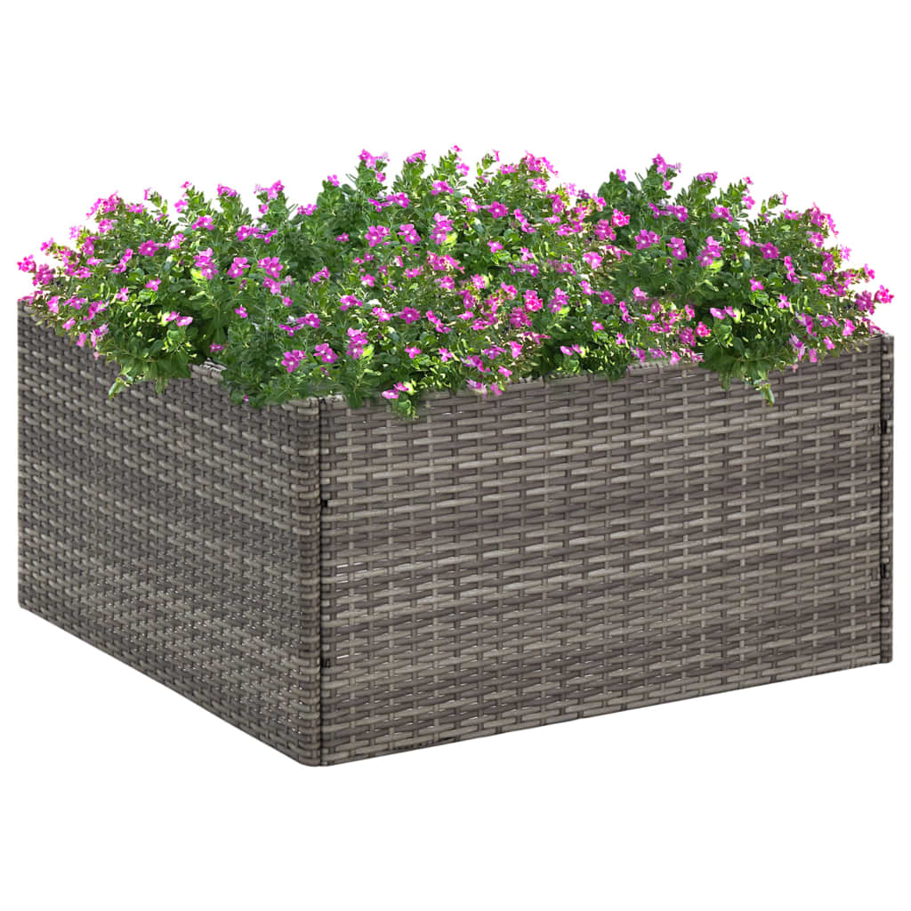 vidaXL Garden Planter Gray 31.5x31.5x15.7 Poly Rattan